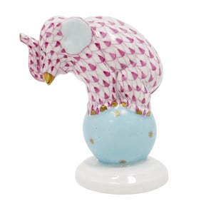 Herend Pink Fishnet Porcelain Circus Elephant