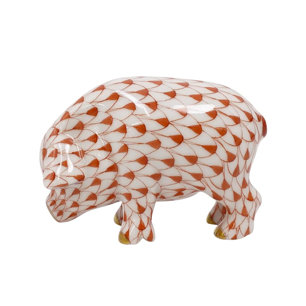 Herend Orange Fishnet Porcelain Pig (1 of 4)