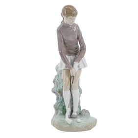 Lladro "Female Golfer" Glazed Porcelain Figurine
