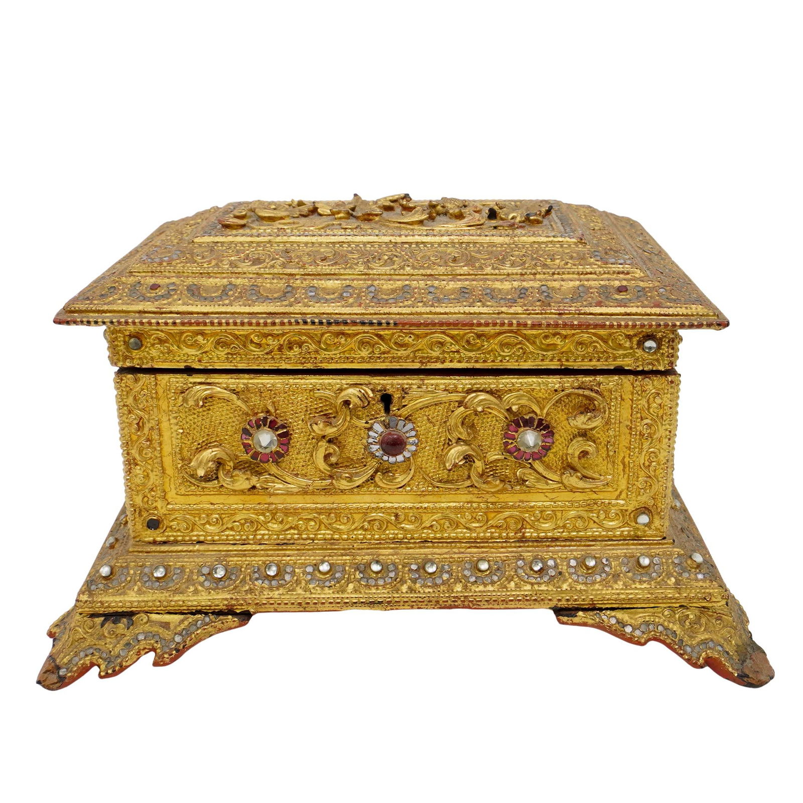 Antique Southeast Asian Gilt Carved Box (1 of 7)