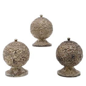 (3 pcs) Antique Southeast Asian Silver Salt and Pepper Shakers