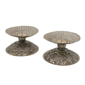 Pair of Southeast Asian Sterling Silver Candlesticks