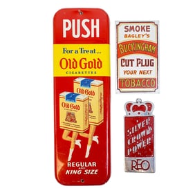 (3 Pc) Vintage Americana Metal Signs