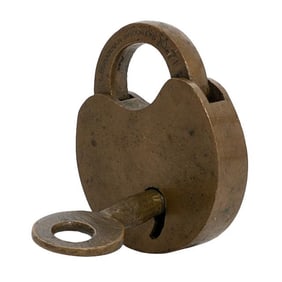 Antique Wilson Bohannan Brass Lock and Key