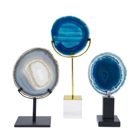 (3 Pc) Sliced Geode Sculptures