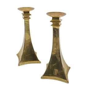 Pair of Mottahedeh & Company Gilt Brass Candleholders