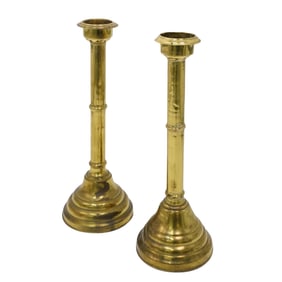 Pair Of Antique European Brass Alter Sticks