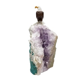 Semi-Precious Eagle on Large Amethyst Base