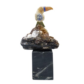 Semi Precious Carved Toucan on Geode