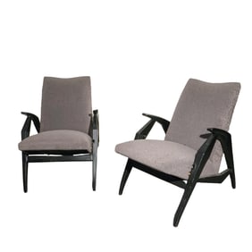 Pair of Italian MCM Diminutive Reclining Armchairs