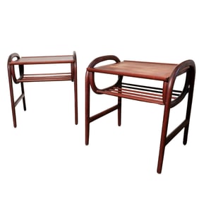 Pair Of Mid Century Modern Bentwood Magazine Rack Side Tables