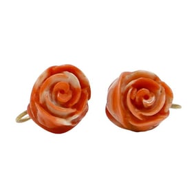 Vintage 14k Gold and Coral Earrings