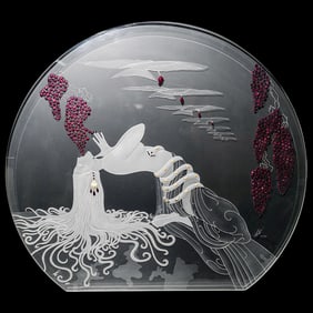 Erte (Russian/French, 1892-1990) "Vintage" Etched Crystal Relief
