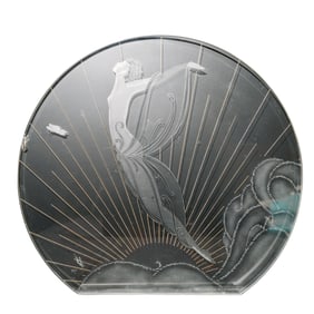 Erte (Russian/French, 1892-1990) "Sunrise" Etched Crystal Relief