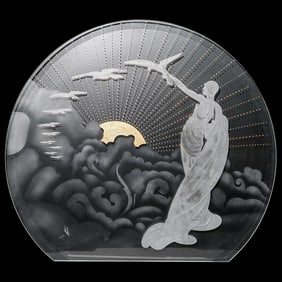 Erte 'Victoire' Illuminated Carved Crystal Relief