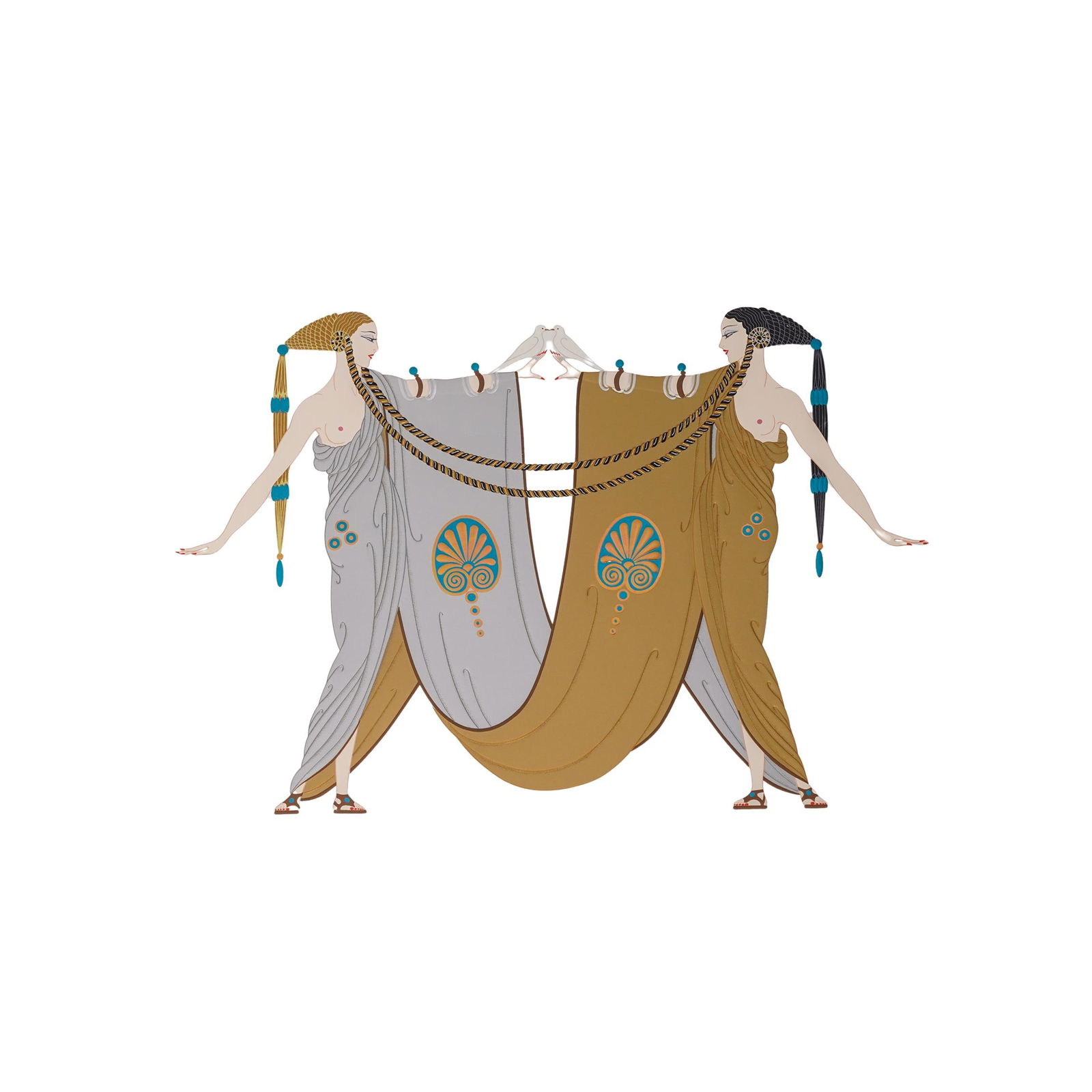 Romain De Tirtoff 'Erte' (Russian/French, 1892) "Sisters" Serigraph (1 of 6)