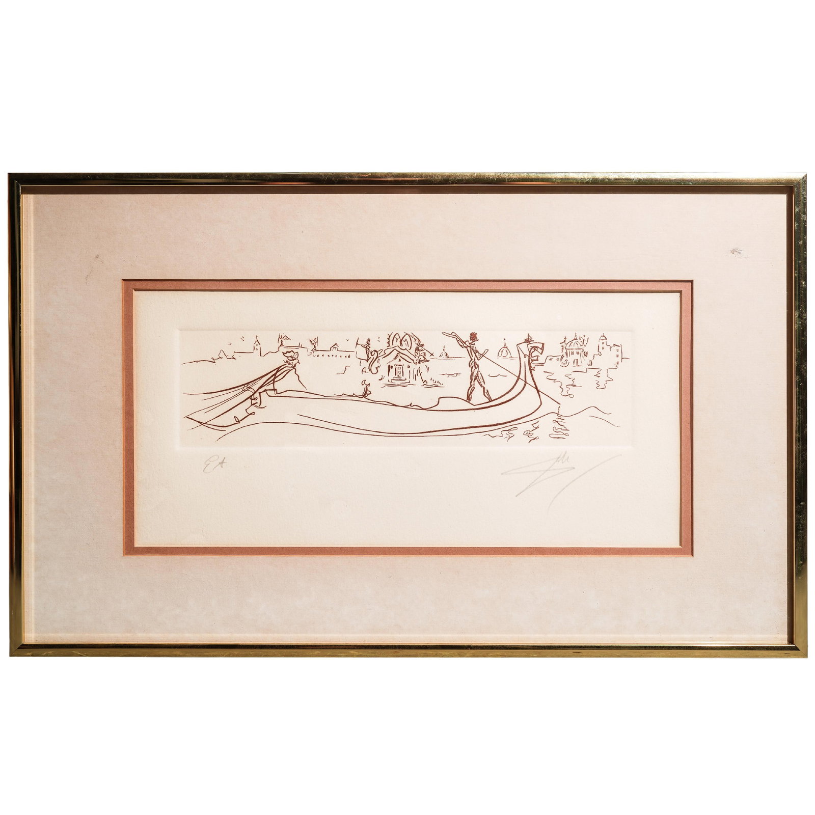 Salvador Dali (Spanish, 1904-1989) "Venice" Engraving: Salvador Dali (Spanish, 1904-1989) "Venice" Engraving20th century, SpainAn engraving titled "Venice" by Salvador Dali (Spanish, 1904-1989). Engraving depicts a gondola in Venice. Signed in bottom righ