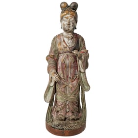 Chinese Ming Dynasty Carved Wood Guanyin Sculpture