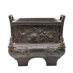 Antique Bronze Chinese Foo Dog Censer