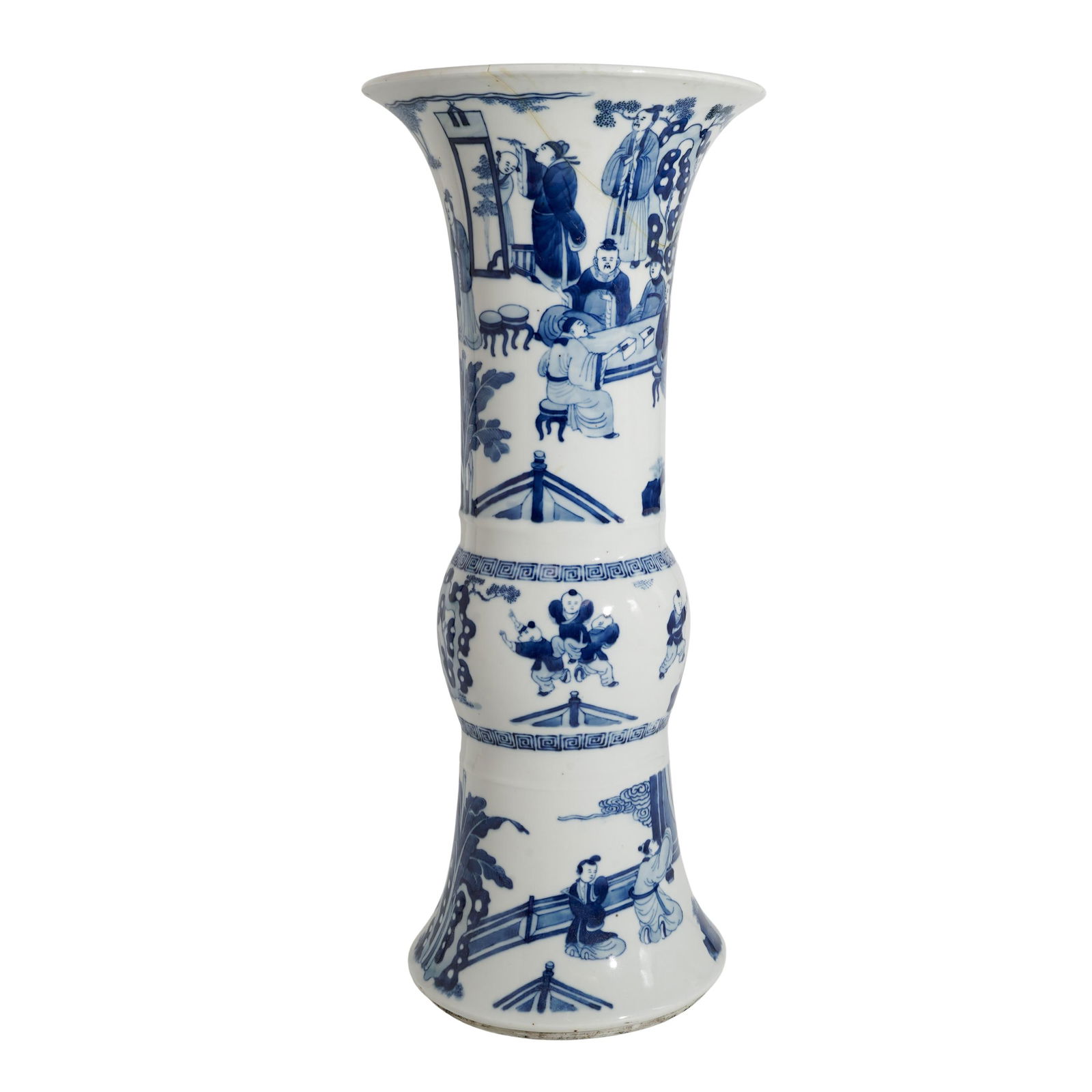 Antique Chinese Porcelain Blue & White Gu Vase (1 of 6)