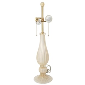 Murano White and Gold Glass Table Lamp