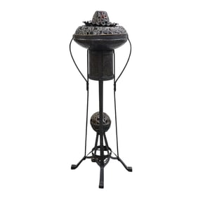 Antique Art Glass Tazza Floor Lamp
