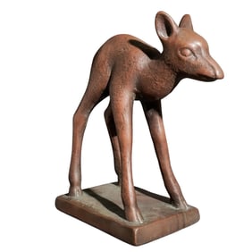Signed Wolff Bronze Deer Sculpture