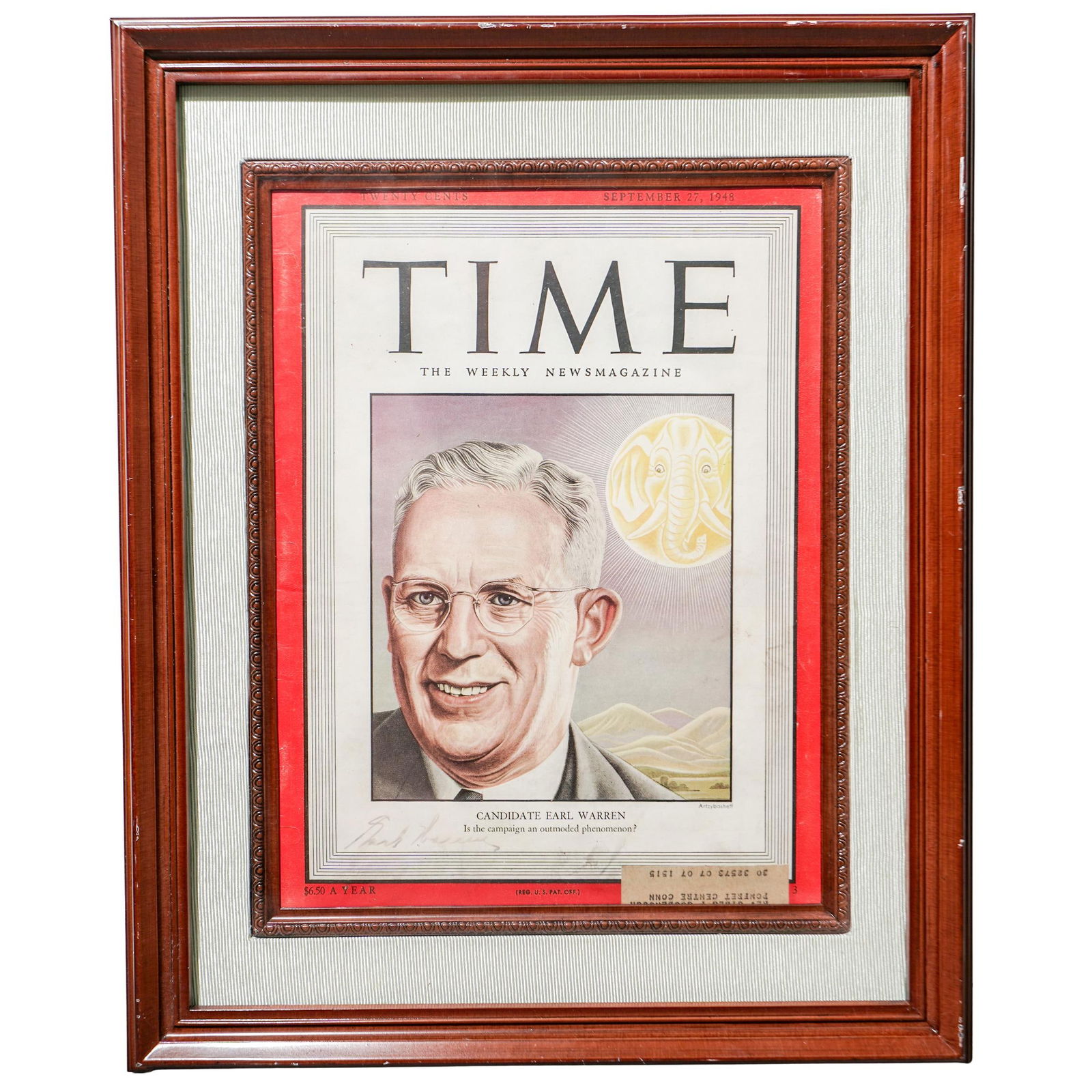 Earl Warren (American, 1891-1974) Signed Time Magazine Cover (1 of 4)