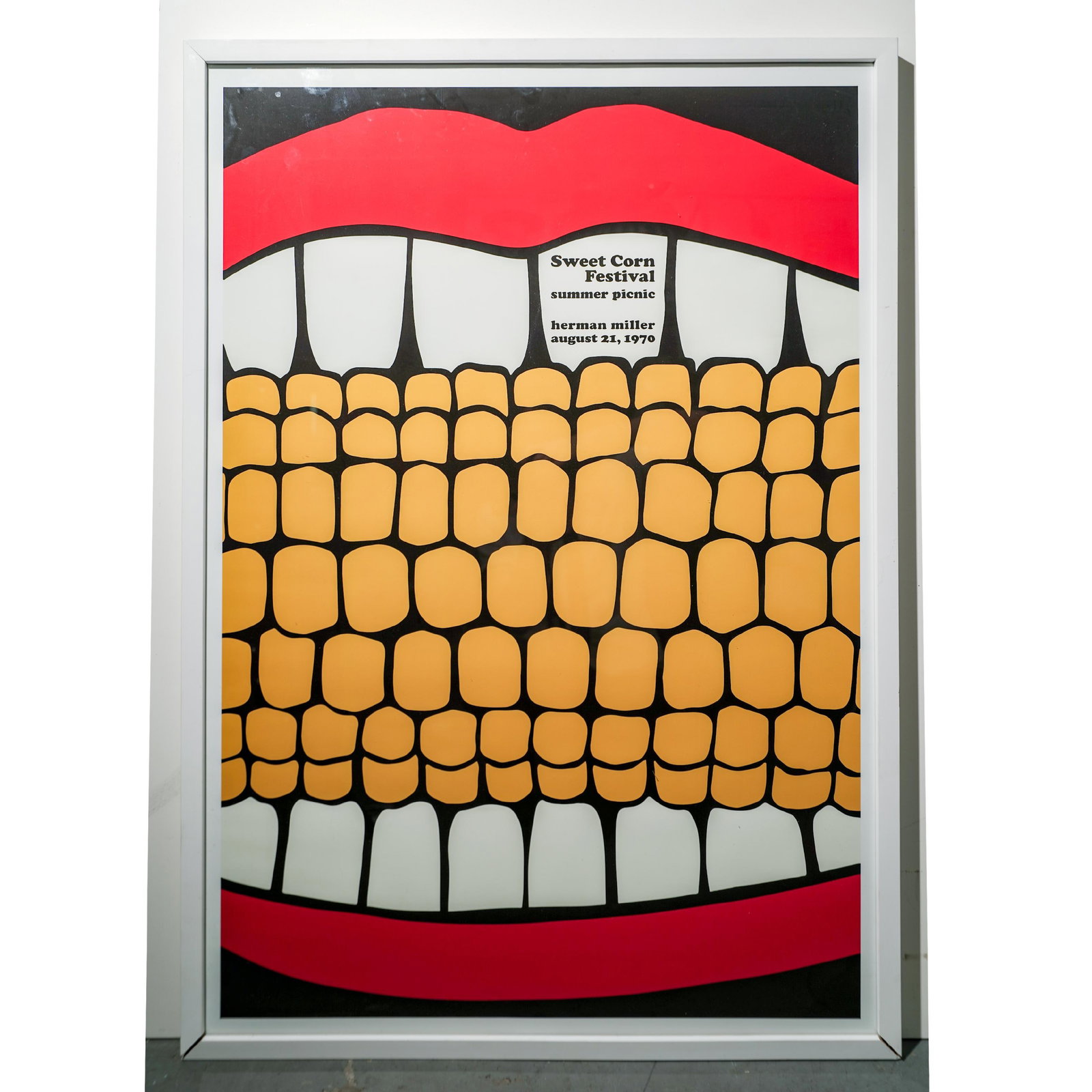 Stephen Frykholm (American, B. 1942) Herman Miller Sweet Corn Poster: Stephen Frykholm (American, B. 1942) Herman Miller Sweet Corn Poster 20th century, American Herman Miller picnic poster designed by graphic artist Stephen Frykholm (American, B. 1942). Features a simp