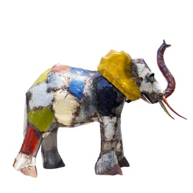 Welded Metal Junkyard Art Elephant Statue