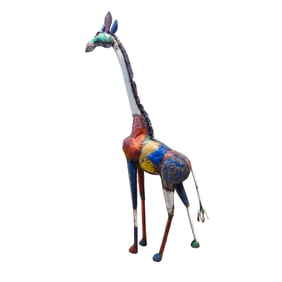 Life-size Welded Metal Junkyard Art Giraffe Sculpture