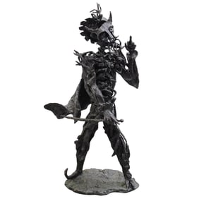 Att. C Serraty (Dominican, 20th cent) Brutalist Bronze Figure