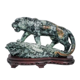 Vintage Stone Tiger Sculpture