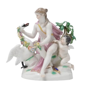 Antique Meissen "Leda and the Swan" Porcelain Figure