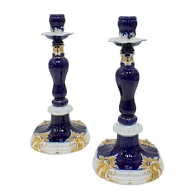 Pair of Meissen Porcelain Candlesticks