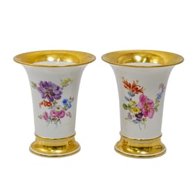 Pair of Meissen Floral Porcelain Vases