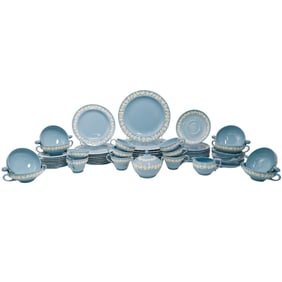 (59 Pc) Wedgwood & Barlaston Grapevine Embossed Queens Ware Set