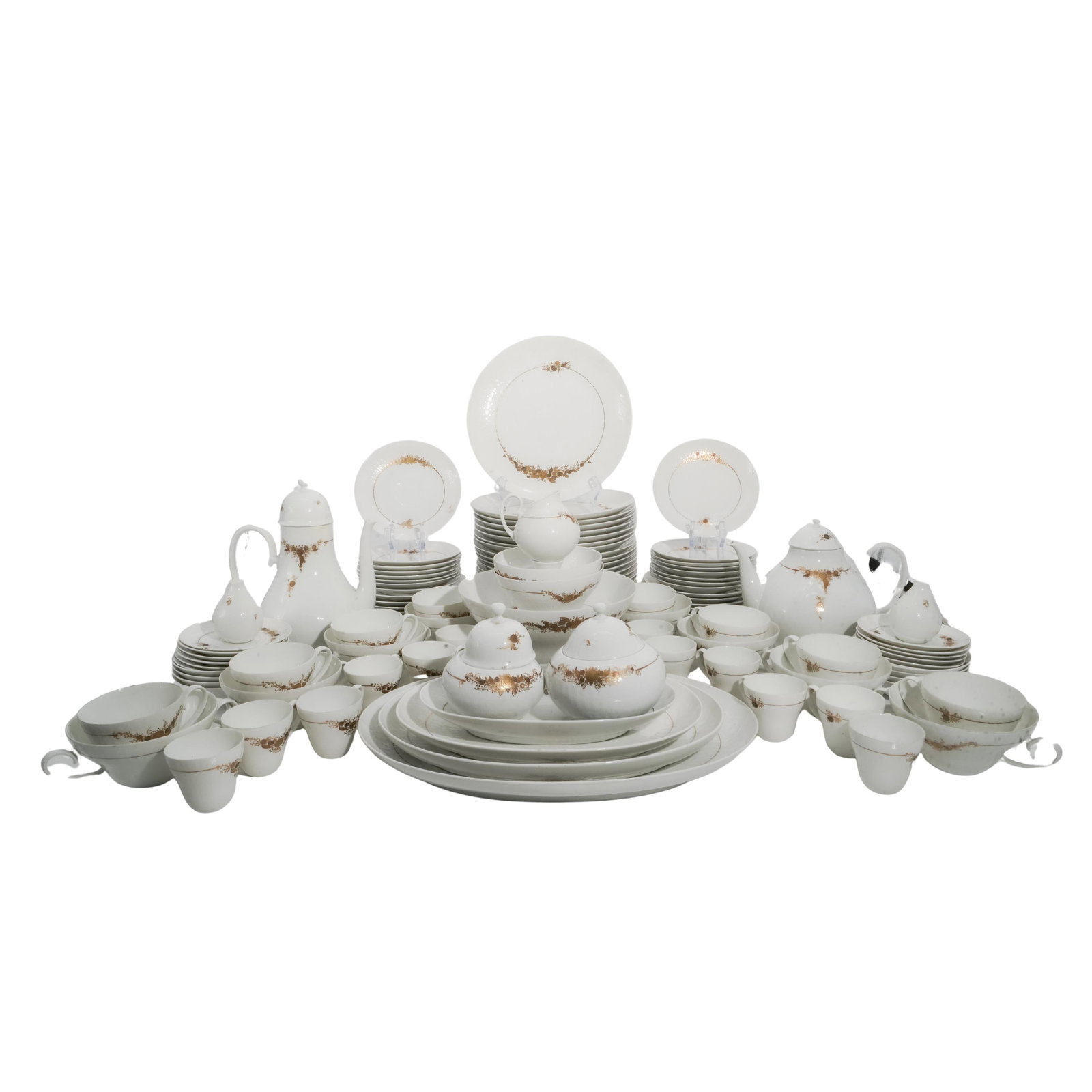 (114 Pc) Rosenthal Romance Medley China Set: (114 Pc) Rosenthal Romance Medley China Set20th c., GermanyThe set includes a candle holder, teapot, coffee pot, creamer, lidded sugar bowl, demitasse cups, tea cups, coffee cups, saucers, salt and pe