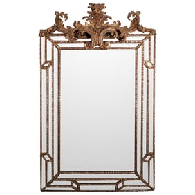 Large French Carved Wood Mirror