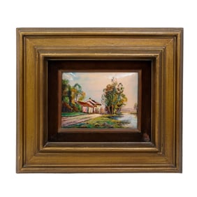 French Limoges Enamel on Copper Plaque