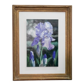 Michael Gerry (American, 1952-2008) "Blue Iris" Oil on Canvas