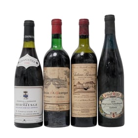 (4 Pc) Vintage French & German Wines Bottles Grouping