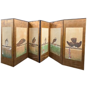 Japanese Sparrowhawk Six Panel Screen