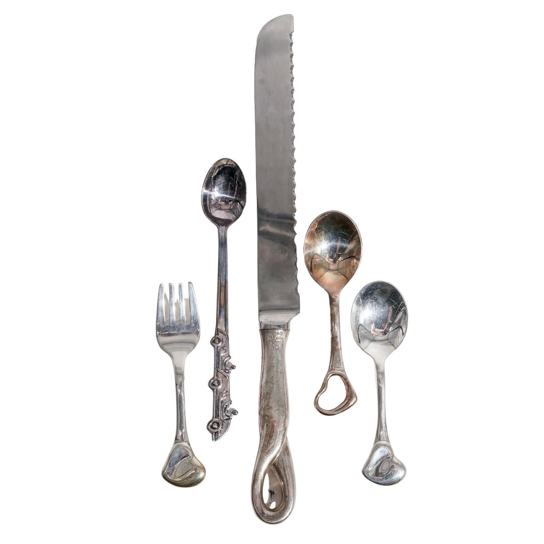 (5 Pc) Tiffany & Co. Peretti Sterling Silver Flatware Grouping (1 of 8)