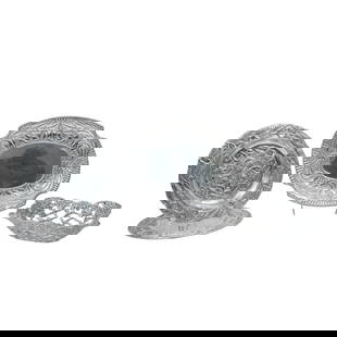 (4 pcs) Set of Aluminum/Pewter Platters (Arthur Court, Wilton Co.): (4 pcs) Set of Aluminum/Pewter Platters (Arthur Court, Wilton Co.)20th century, AmericaA set of four aluminum/pewter serving platters by both Arthur Court (est. 1966, American) and Wilton Co. RWP (est