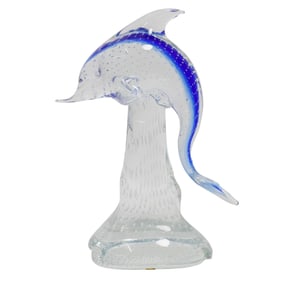 Murano Bullicante Murano Glass Dolphin Statue