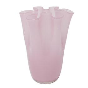 Murano Fazzoletto Handkerchief Pink Art Glass Vase