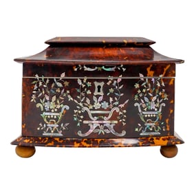 Georgian Era Tortoise & Mother of Pearl Inlay Tea Caddy
