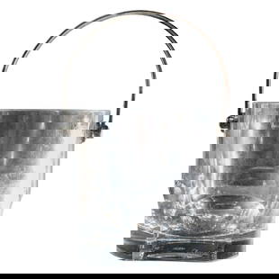 Baccarat Crystal Ice Bucket: Baccarat Crystal Ice BucketLate 20th c., FranceClear cut crystal ice bucket with a stainless steel handle. Baccarat mark acid etched on the bottom.H: 5" W: 5.75" L: 5"