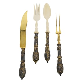 (4 pcs) Stahl Gilt Silver Plated and Bone Utensils